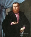 Portrait d’un homme en manteau de soie noir 1535 Renaissance Lorenzo Lotto